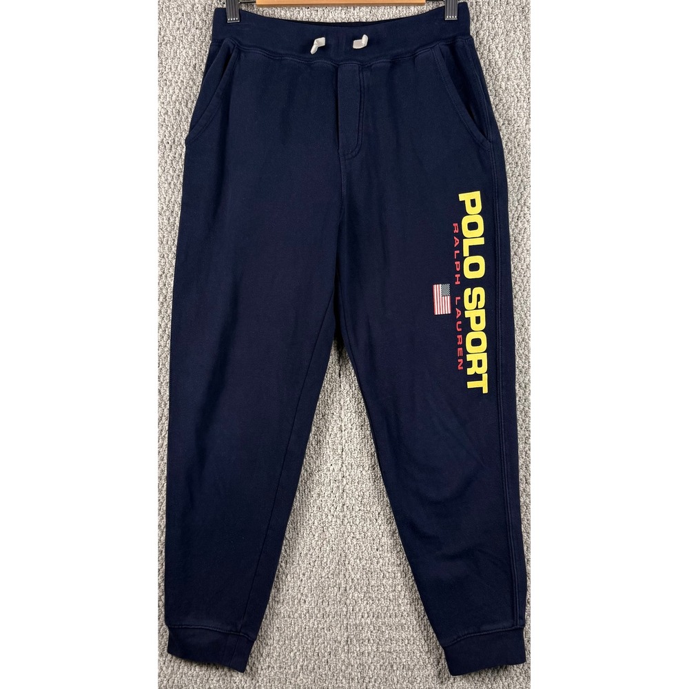 Polo Sport Ralph Lauren Sweatpants Kids L 14-16 Navy Blue Logo Joggers M33
